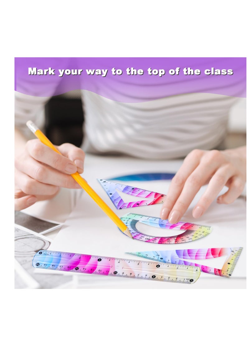 SYOSI Soft and Bendable: This ruler set is made of soft quality PVC, which is flexible and bendable, can twist into many shapes and then it will return to its original shape when laid flat. - Image 3