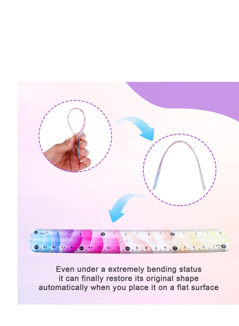 SYOSI Soft and Bendable: This ruler set is made of soft quality PVC, which is flexible and bendable, can twist into many shapes and then it will return to its original shape when laid flat. - Image 2