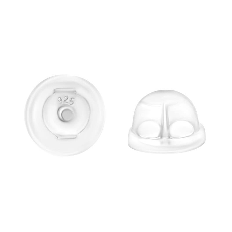 Universal EZback Earring Backs Soft Clear Silicone and Sterling Silver Small 1 Pair