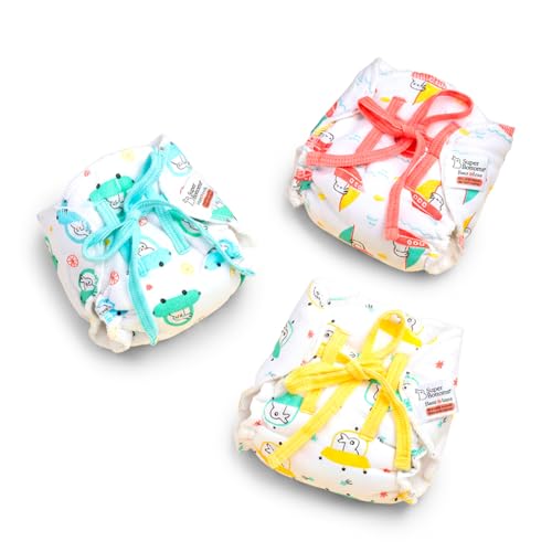 SuperBottoms DryFeel Baby Langot 0-6 months l Organic Cotton Modern Baby Nappy l Mess-free Langot with Gentle Elastics l Super DryFeel Top Layer l Diaper-free Time Essential | 3 Pack - Image 1