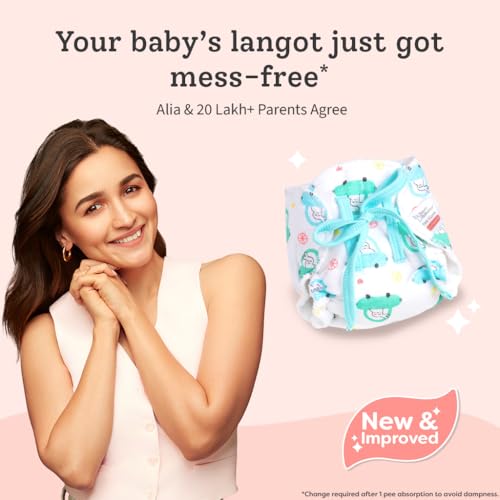 SuperBottoms DryFeel Baby Langot 0-6 months l Organic Cotton Modern Baby Nappy l Mess-free Langot with Gentle Elastics l Super DryFeel Top Layer l Diaper-free Time Essential | 3 Pack - Image 3