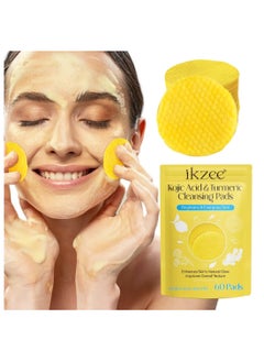 IKZEE 60Pcs Kojic Acid & Turmeric Cleansing Pads for Dark Spots Turmeric Kojic Acid Cleansing Pads Helps Balance Skin Oil & Water Fade Spot Remove Excess Keratin Clean Oil Refines Pores  - Image 2