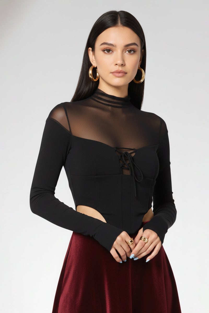 PINKO Women Solid Long Sleeve Back Zip Plain Top, Black - Image 2