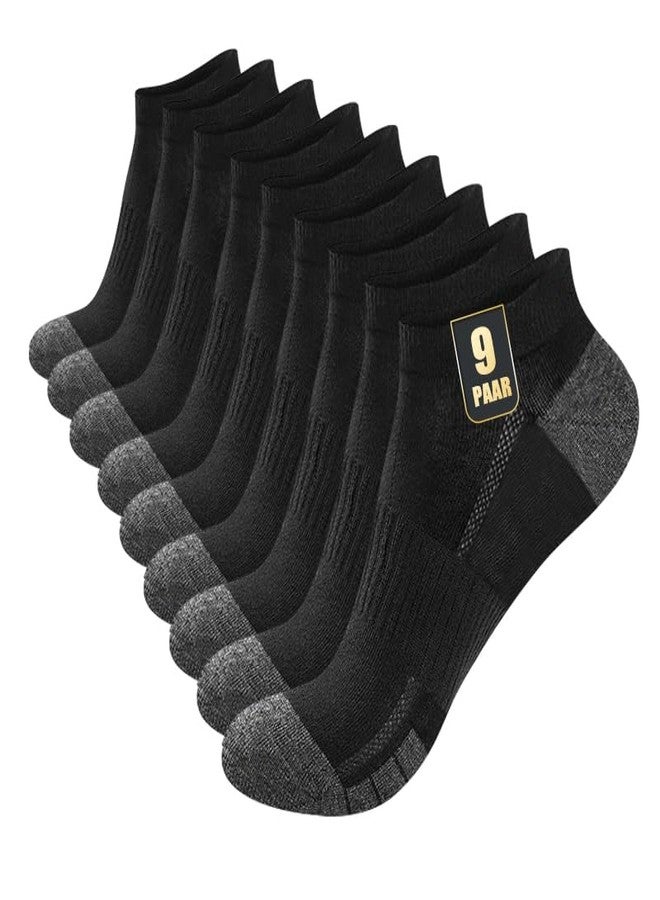 SPLASHGRIP Ankle Socks Mesh Ventilating Athletic Casual Low Cut Breathable Short Socks for Men/Women Daily Wear 9 Pairs Black L/XL - Image 1