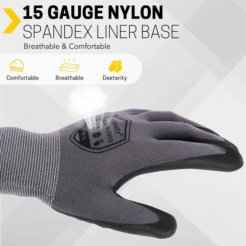 FURWEY Safety Work Gloves,16 Pairs Micro-Foam Nitrile Coated Glove for Men and Women, Touchscreen, Ideal for Warehouse Package Handlingï¼ŒConstruction, Gardening, Large - Image 4