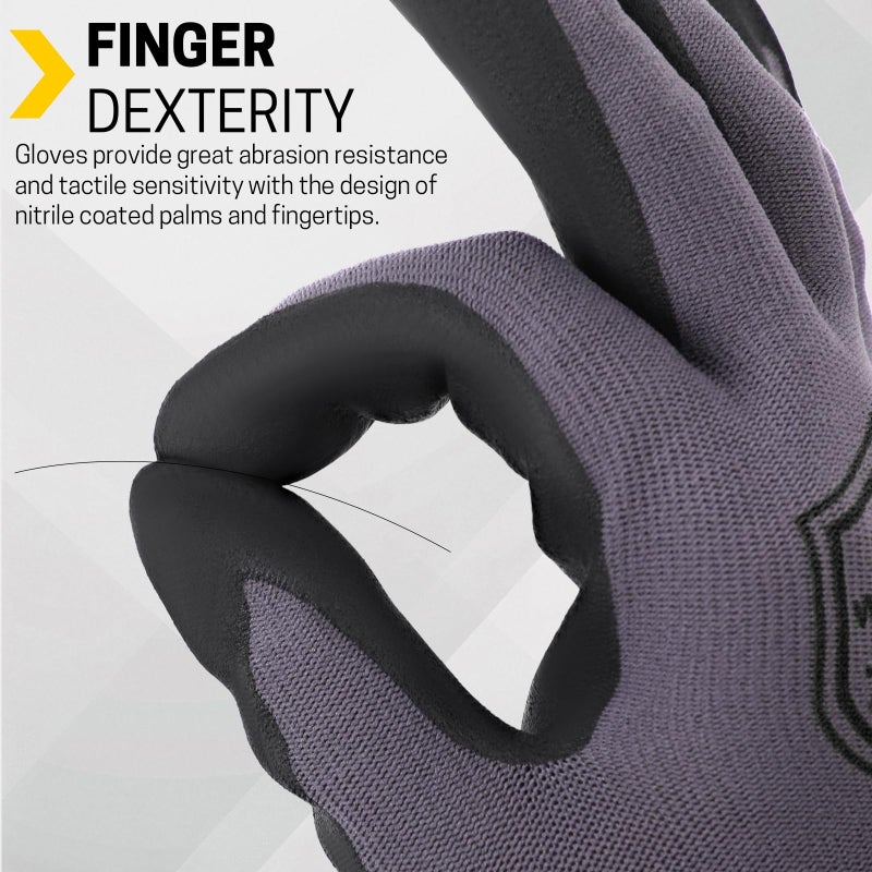 FURWEY Safety Work Gloves,16 Pairs Micro-Foam Nitrile Coated Glove for Men and Women, Touchscreen, Ideal for Warehouse Package Handlingï¼ŒConstruction, Gardening, Large - Image 5