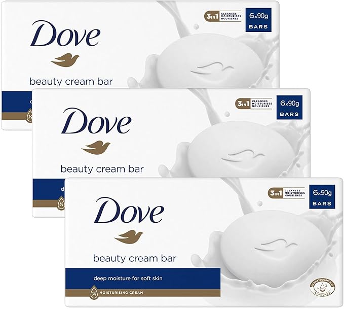 Dove Orginal Beauty Cream Bar 3 in 1 Cleanses Moisturises and Nourishes SulphateFree Bath Soap for Soft and Smooth Skin Suitable for Daily Use 6x90g 4 Pack - Image 1