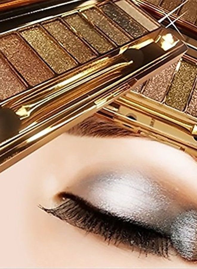 Vinmax Sparkle Eyeshadow Palette&9 Colors Shimmer Makeup Palette & Makeup Cosmetic Brush Set &Gold Glitter Highly Shining Pigmented Diamond Eyeshadow 6# (1pc) - Image 2