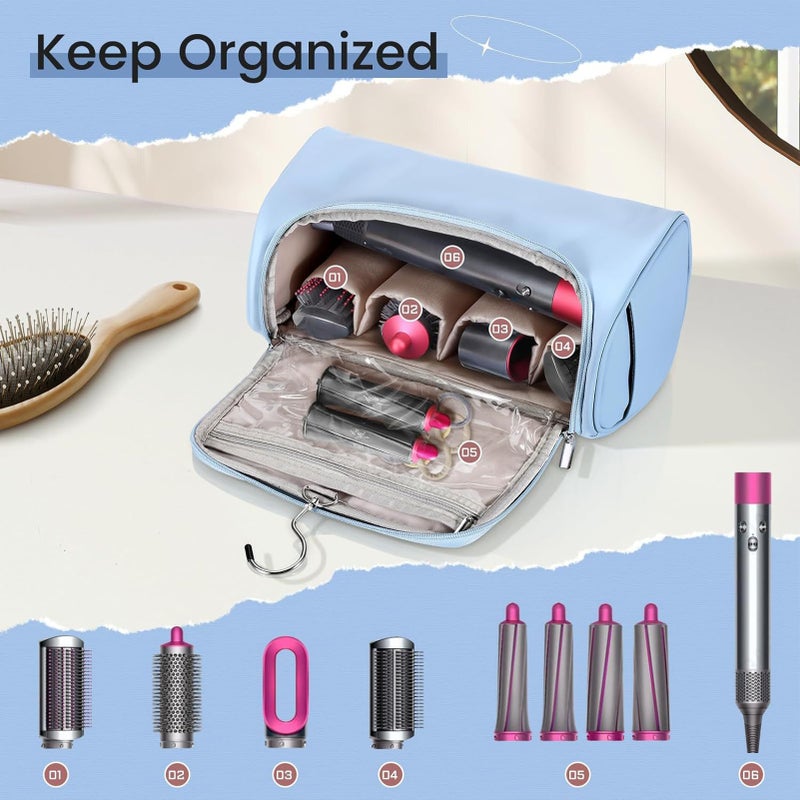 Portable Travel Bag Hair Dryer/Curling Iron Accessories Organizer Waterproof PU Storage Case with Hook for Home Travel Hotel Hair Salon - Image 5