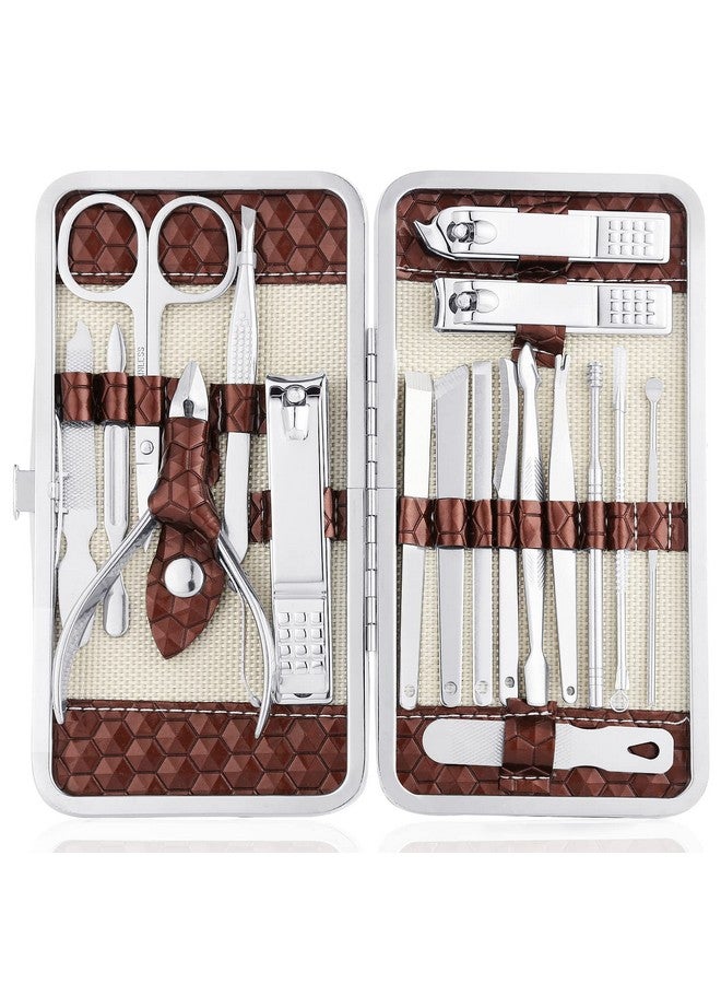 Yougai Nail Clippers Set 18 Pieces Stainless Steel Manicure Kit Professional Grooming Kits Nail Care Tools With Luxurious Travel Case - Image 1