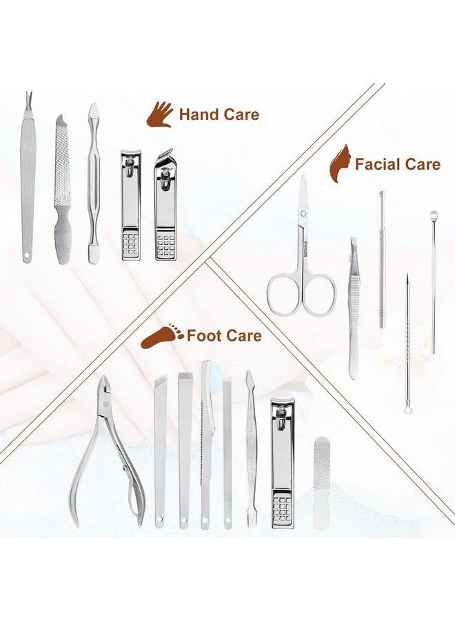 Yougai Nail Clippers Set 18 Pieces Stainless Steel Manicure Kit Professional Grooming Kits Nail Care Tools With Luxurious Travel Case - Image 3