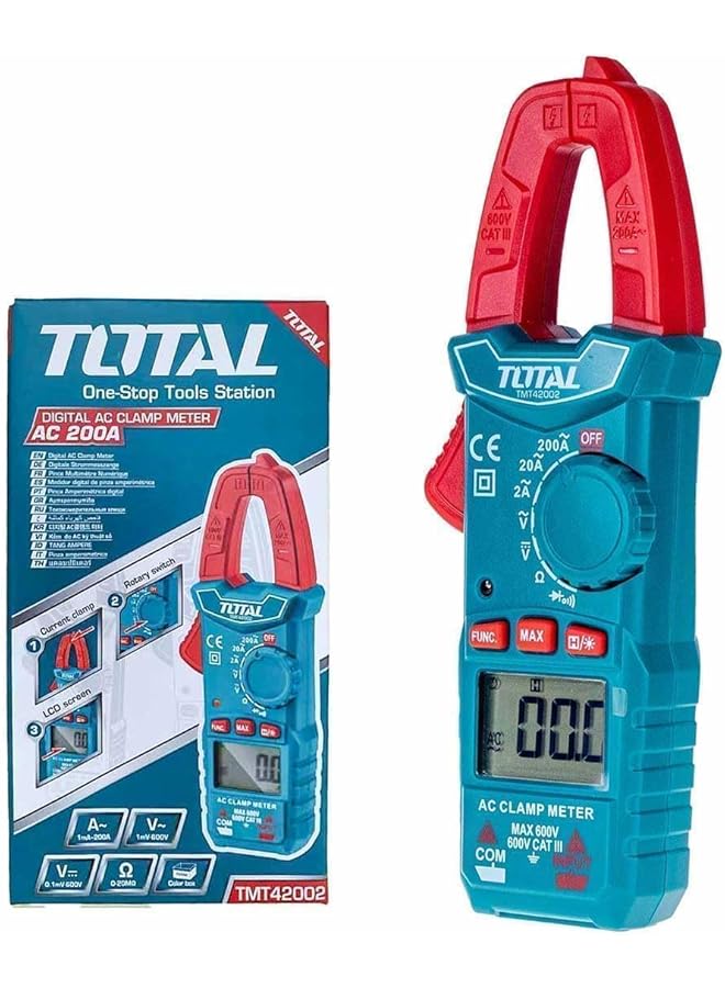 TOTAL Digital Ac Clamp Meter 600V-200A -Tmt46002 - Image 2