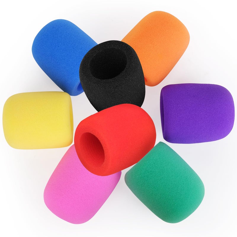 ChromLives Colorful Microphone Cover Microphone Windscreen Foam Cover Top Grade 8 Pack - Image 1