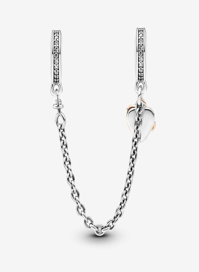 ARTCHARM Family Heart Safety Chain Charm 925 Sterling Silver Beads fit European Charms Bracelet & Necklace - Image 2