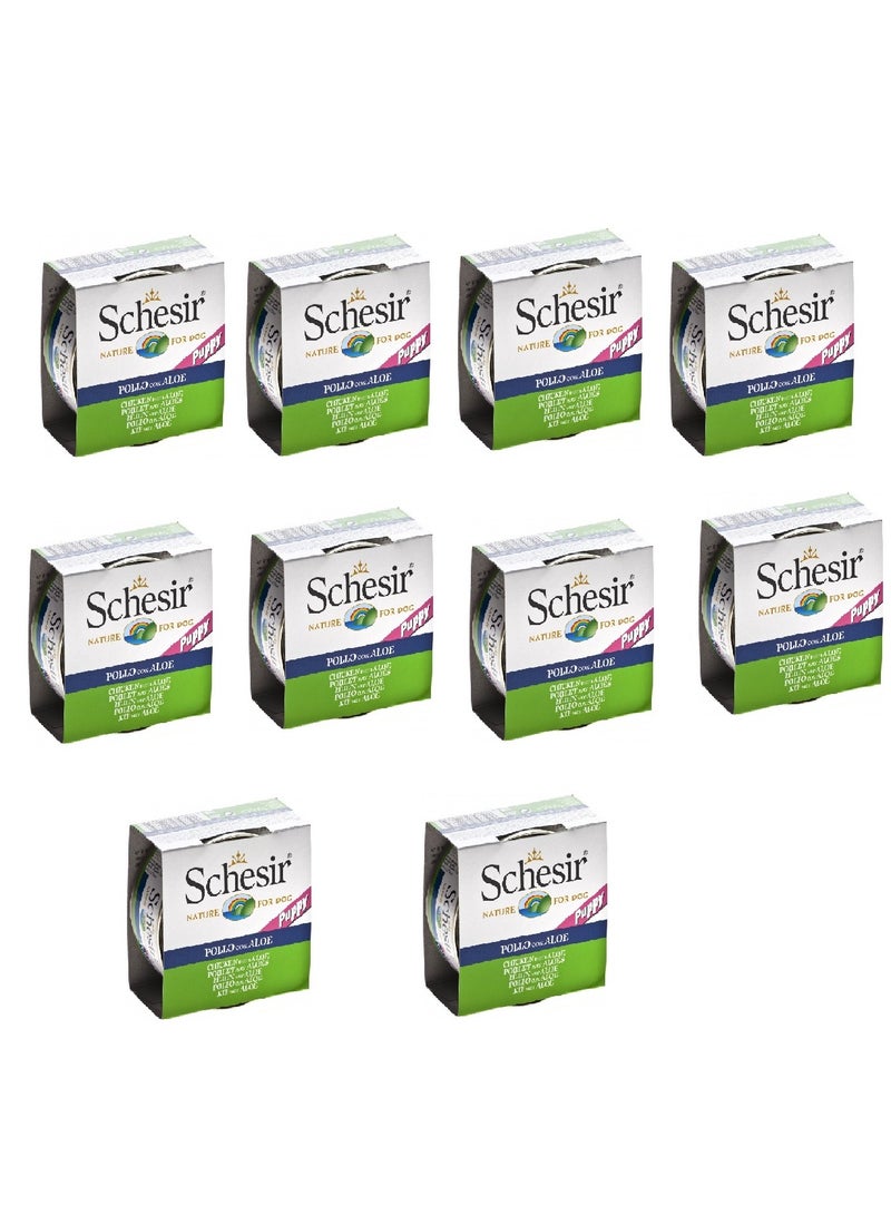 Schesir 10PC Dog Wet Food-Puppy Chicken Fillets With Aloe 150g - Image 1