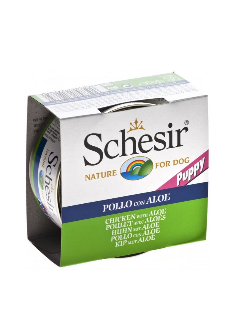 Schesir 10PC Dog Wet Food-Puppy Chicken Fillets With Aloe 150g - Image 2
