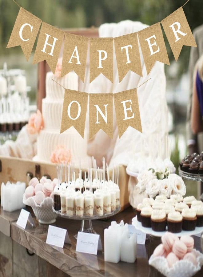 Kinyanco Chapter One Burlap Banner A New Chapter Begins Banner Sign NO DIY Garland 1st Birthday Nursery Decor Book Reading Themed Decoration for Baby Shower Wedding Bridal Shower Back To School Retirement Supplies - Image 5