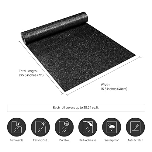 Stickyart 15.8"x275.6" Black Peel and Stick Glitter Wallpaper Self Adhesive Glitter Fabric Wallpaper Removable Sparkle Contact Paper for Cabinets Dresser Drawer Glitter Paper for DIY Crafts - Image 2