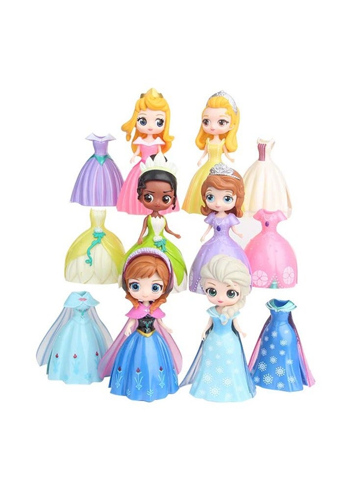 Arabest مجموعة دمى وأزياء الأميرة المكونة من 6 قطع بألوان زاهية للأطفال حتى 3+ سنوات - Image 1