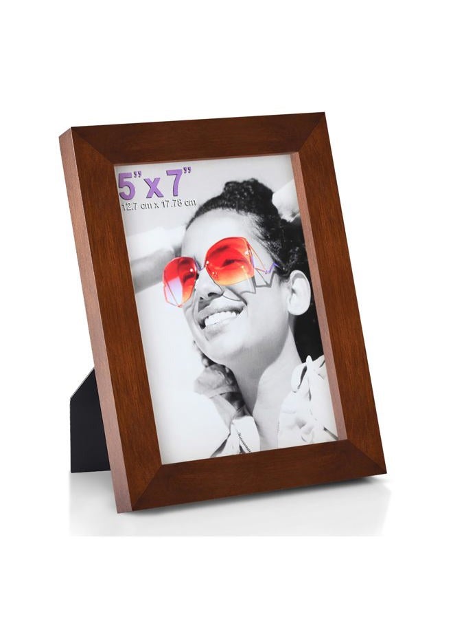 RPJC 5x7 Picture Frames Made of Solid Wood High Definition Glass for Table Top Display and Wall Mounting Photo Frame Brown - Image 1