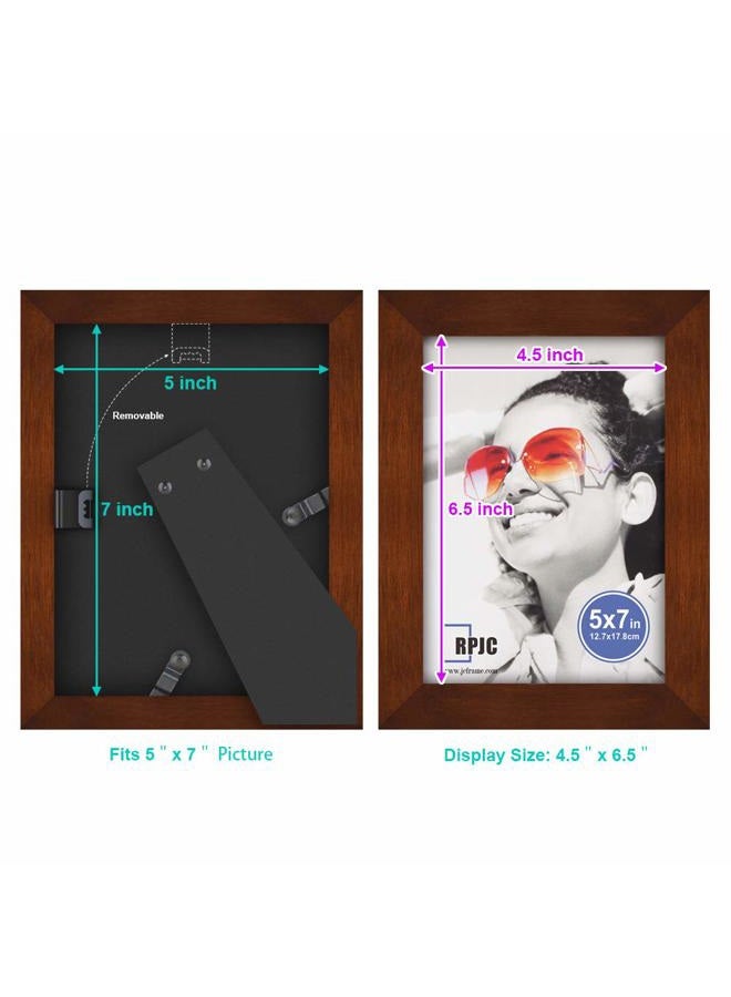 RPJC 5x7 Picture Frames Made of Solid Wood High Definition Glass for Table Top Display and Wall Mounting Photo Frame Brown - Image 4