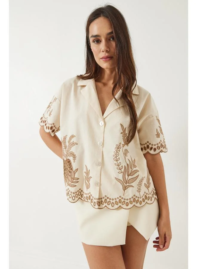 Ginger Boho Embroidered Button Up Shirt
