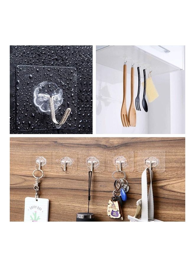 20-Piece Heavy Duty Self-Adhesive Hooks Clear/Silver 6x6cm - Image 5