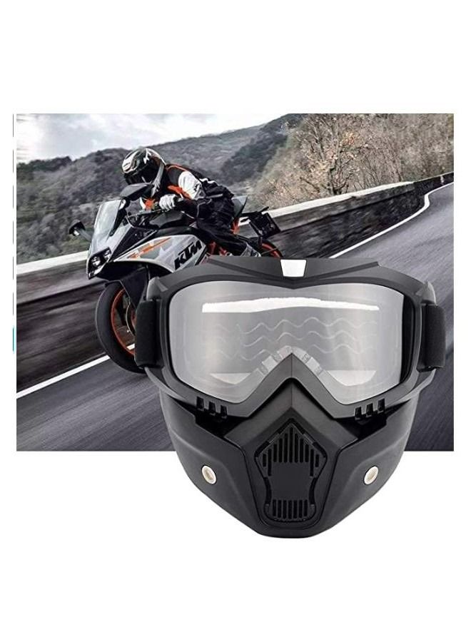Y&D Motorcycle Goggles With Detachable Mask Motocross Riding Cycling Motorbike Atv Dirt Bike Racing Off Road Cosplay Goggle Glasses Adjustable Non-Slip Strap Retro Harley Helmet Goggles  - Image 1