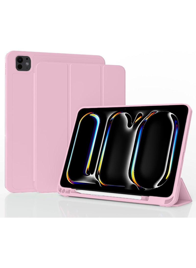 Techie Smart Folio Flip Trifold Case with Pencil Holder and Auto Wake/Sleep Function Cover for Apple iPad Pro 13 inch 2024 - Pink - Image 1