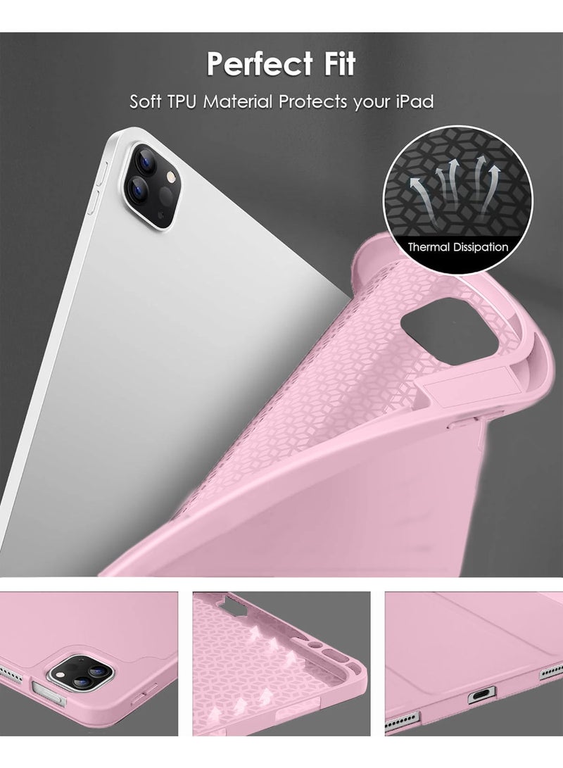 Techie Smart Folio Flip Trifold Case with Pencil Holder and Auto Wake/Sleep Function Cover for Apple iPad Pro 13 inch 2024 - Pink - Image 4