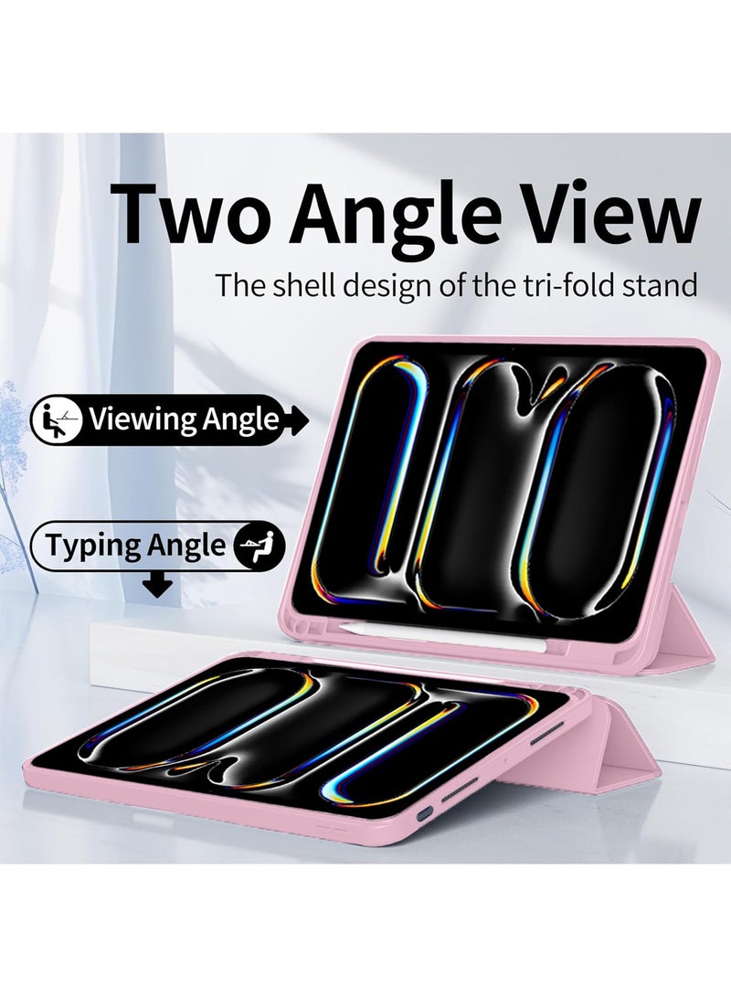 Techie Smart Folio Flip Trifold Case with Pencil Holder and Auto Wake/Sleep Function Cover for Apple iPad Pro 13 inch 2024 - Pink - Image 3