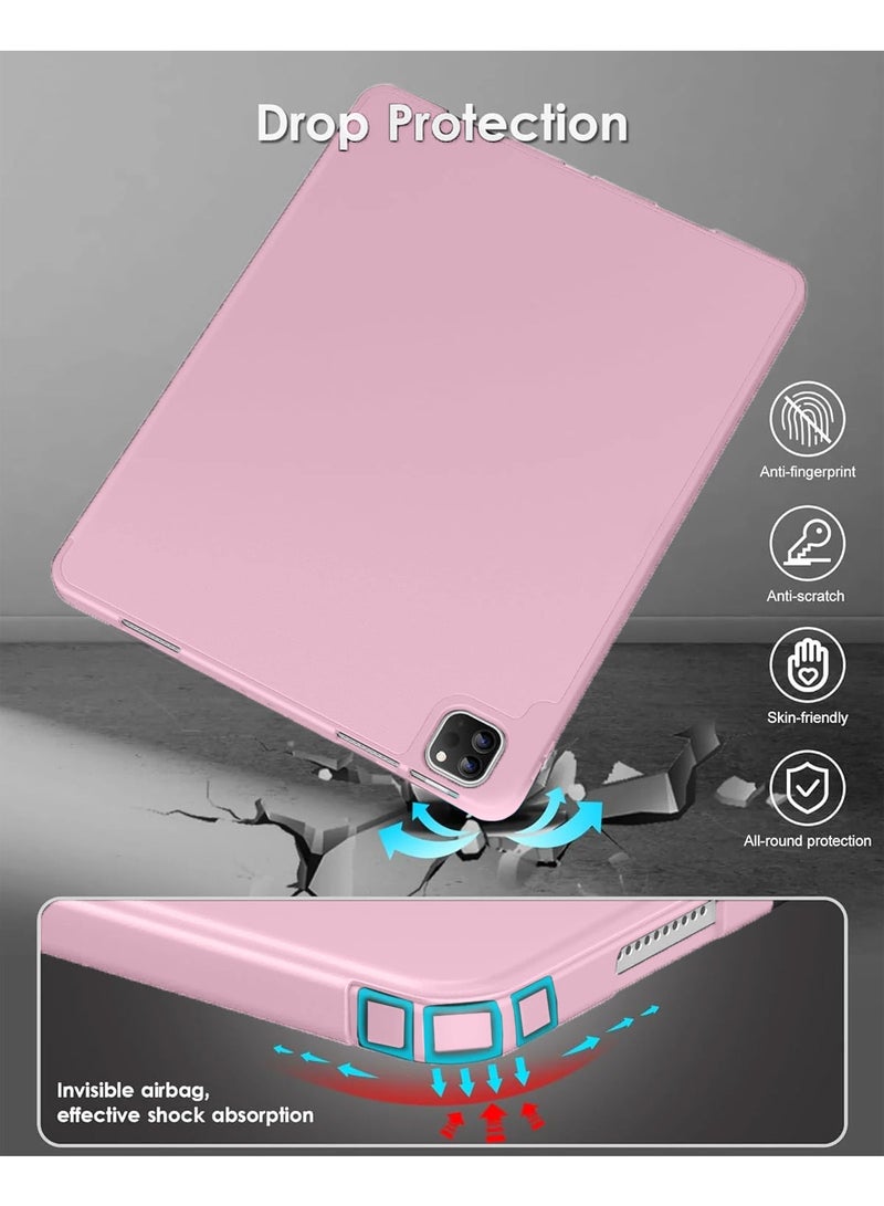 Techie Smart Folio Flip Trifold Case with Pencil Holder and Auto Wake/Sleep Function Cover for Apple iPad Pro 13 inch 2024 - Pink - Image 5