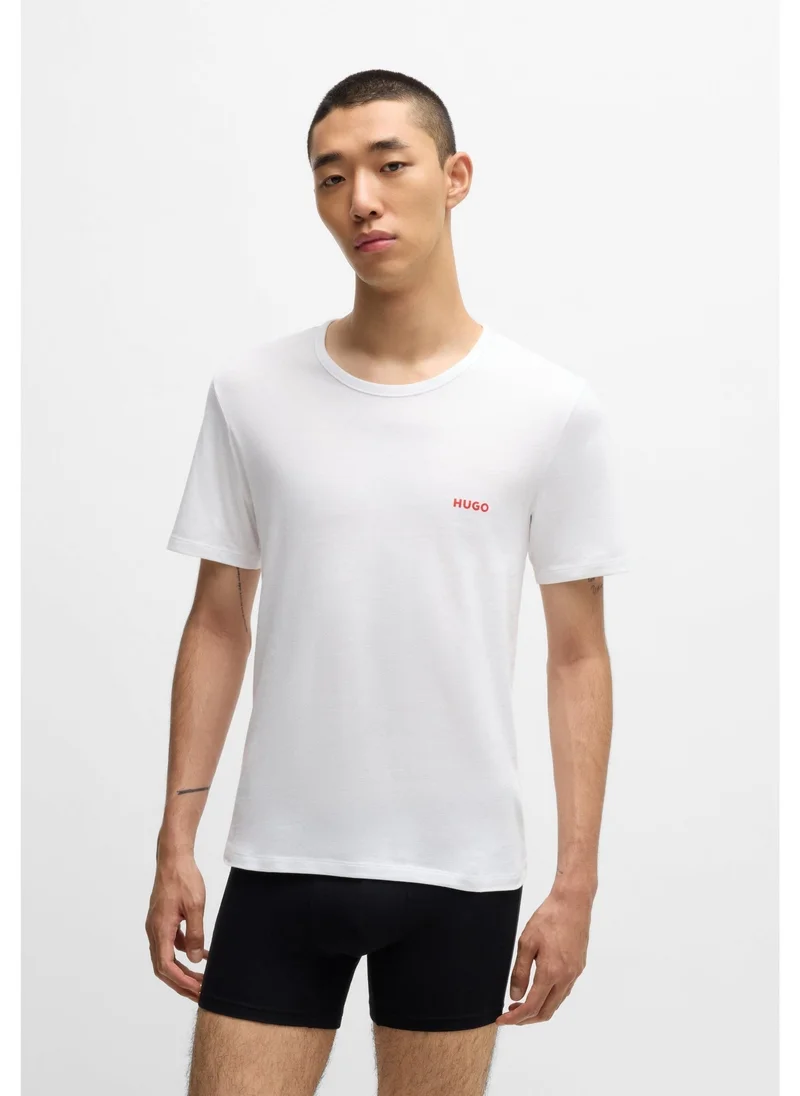 HUGO Three-pack of cotton underwear T-shirts with logo print