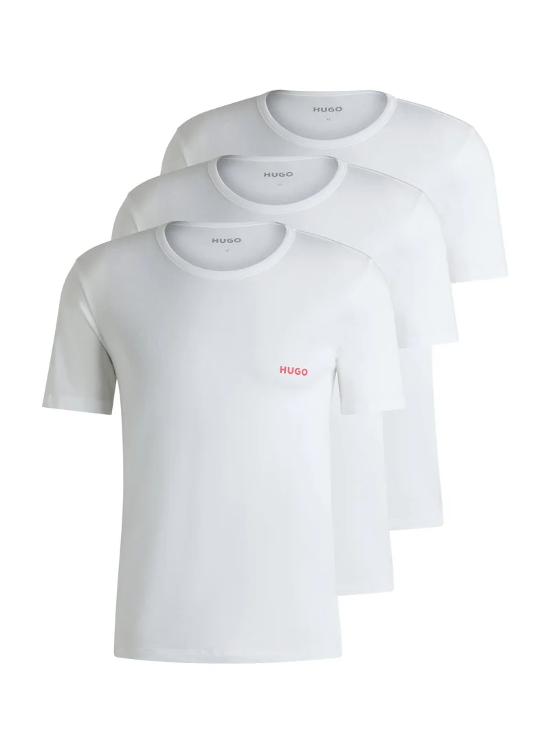 HUGO Three-pack of cotton underwear T-shirts with logo print