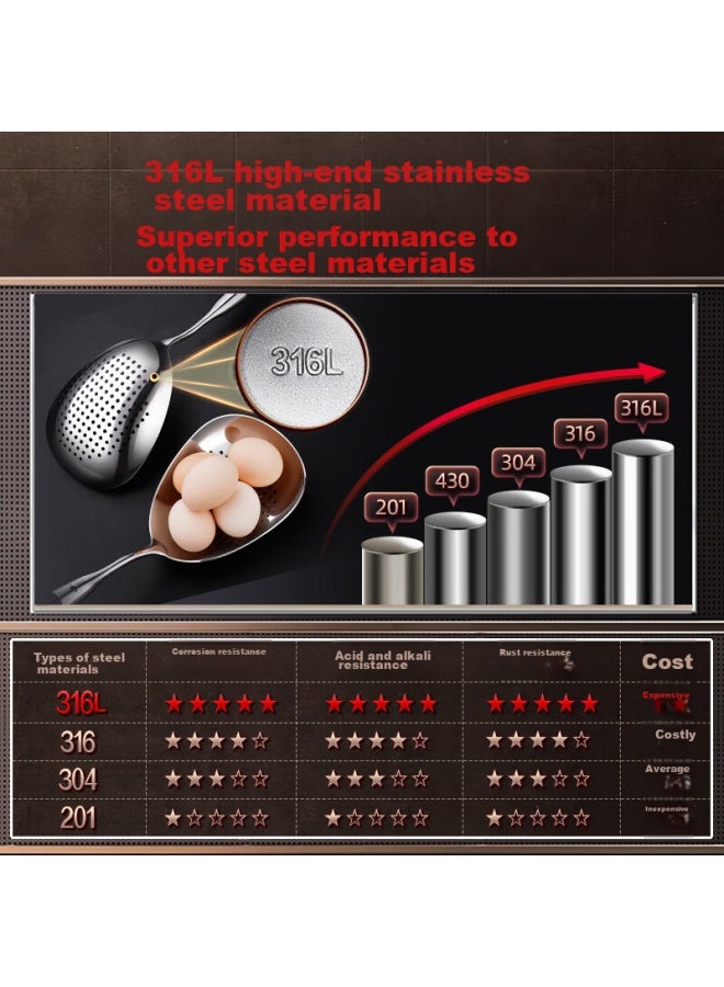 SSGP San Si Gang 316l Stainless Steel Strainer, Food-grade, For Hot Pot And Dumplings, Enlarged Kitchen Skimmer Ladle, 26574  - Image 2