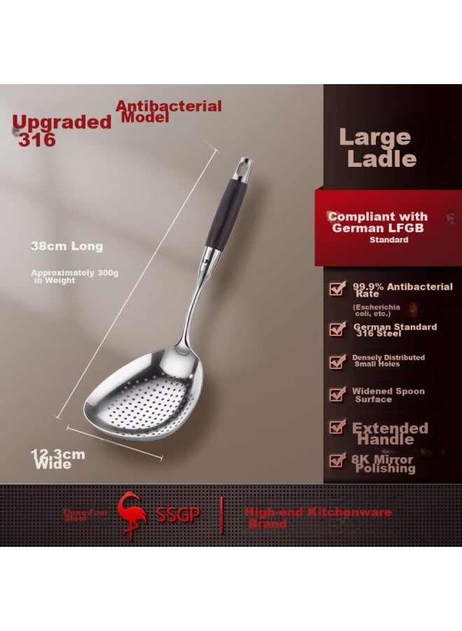 SSGP San Si Gang 316l Stainless Steel Strainer, Food-grade, For Hot Pot And Dumplings, Enlarged Kitchen Skimmer Ladle, 26574  - Image 1