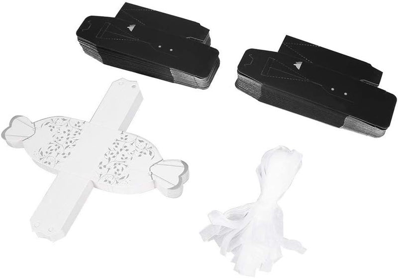 Luckam Wedding Party Favour Boxes, 50 Pairs Sweet Candy Boxes Bride and Groom Gift Favour Bags Paper Favour Boxes Gift Boxes with Ribbons for Wedding Favours - Image 5