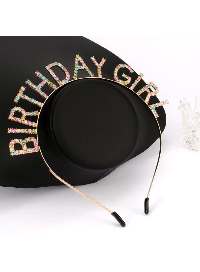 AOPRIE Birthday Girl Headband Birthday Tiara for Women Girls Happy Birthday Princess Crown Rhinestone Happy Birthday Accessories, Gold Colorful - Image 5