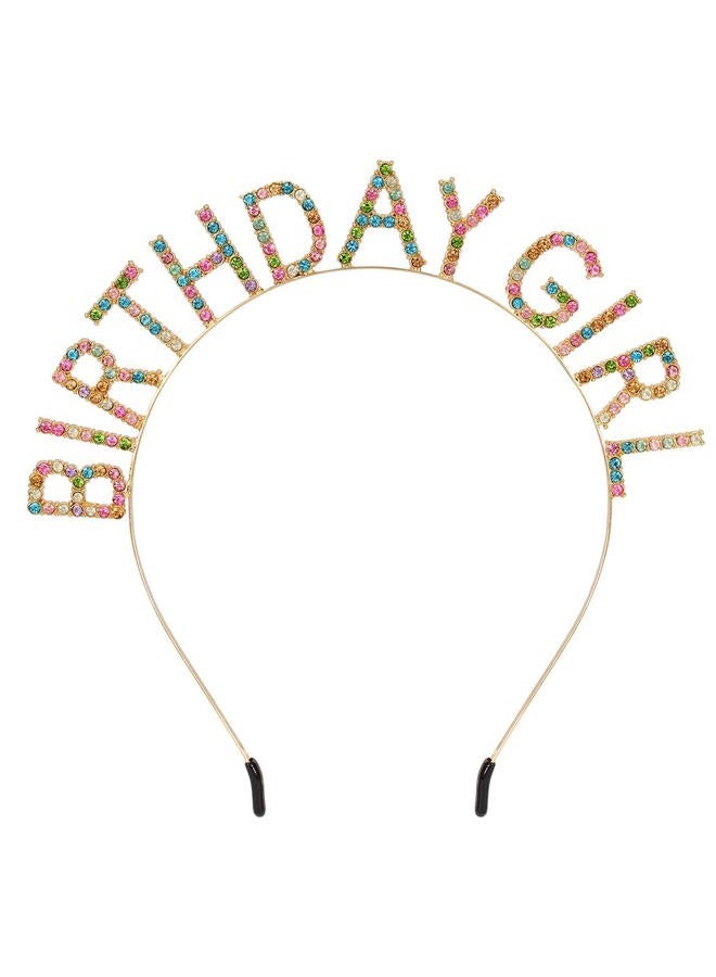 AOPRIE Birthday Girl Headband Birthday Tiara for Women Girls Happy Birthday Princess Crown Rhinestone Happy Birthday Accessories, Gold Colorful - Image 1