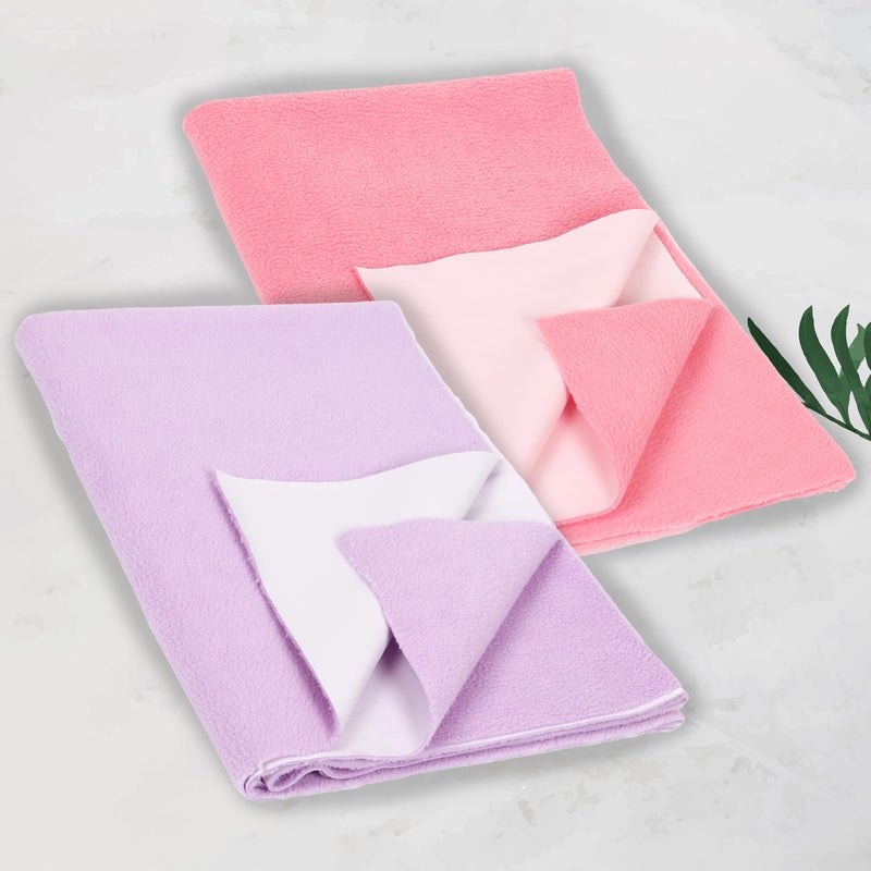Modern Heados Anti-Piling Fleece Extra Absorbent Quick Dry Sheet for New Born Babies, Cotton Bed Protector Mattress, Reusable Waterproof Baby Cot Sheet Pack of 2 (MDDR_06-L) - Image 2