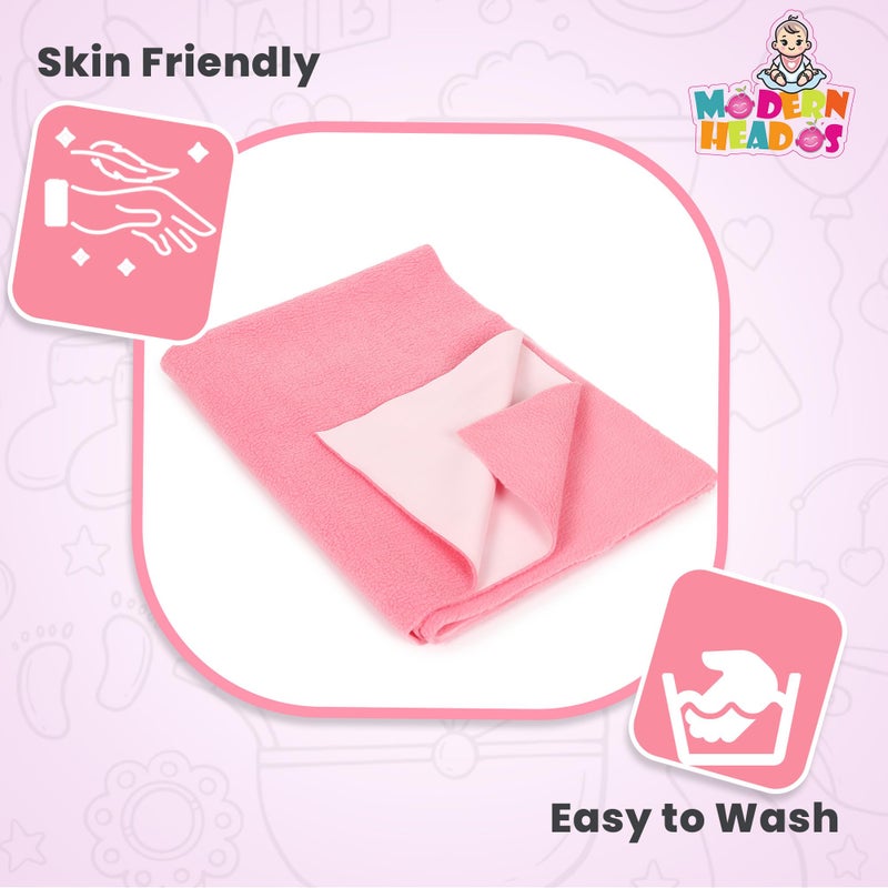 Modern Heados Anti-Piling Fleece Extra Absorbent Quick Dry Sheet for New Born Babies, Cotton Bed Protector Mattress, Reusable Waterproof Baby Cot Sheet Pack of 2 (MDDR_06-L) - Image 4