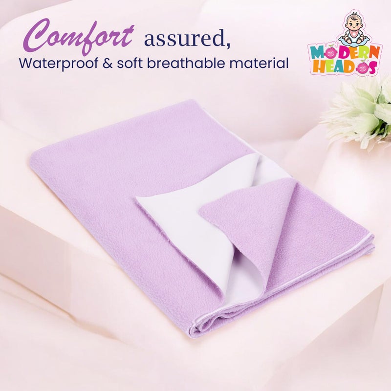 Modern Heados Anti-Piling Fleece Extra Absorbent Quick Dry Sheet for New Born Babies, Cotton Bed Protector Mattress, Reusable Waterproof Baby Cot Sheet Pack of 2 (MDDR_06-L) - Image 5