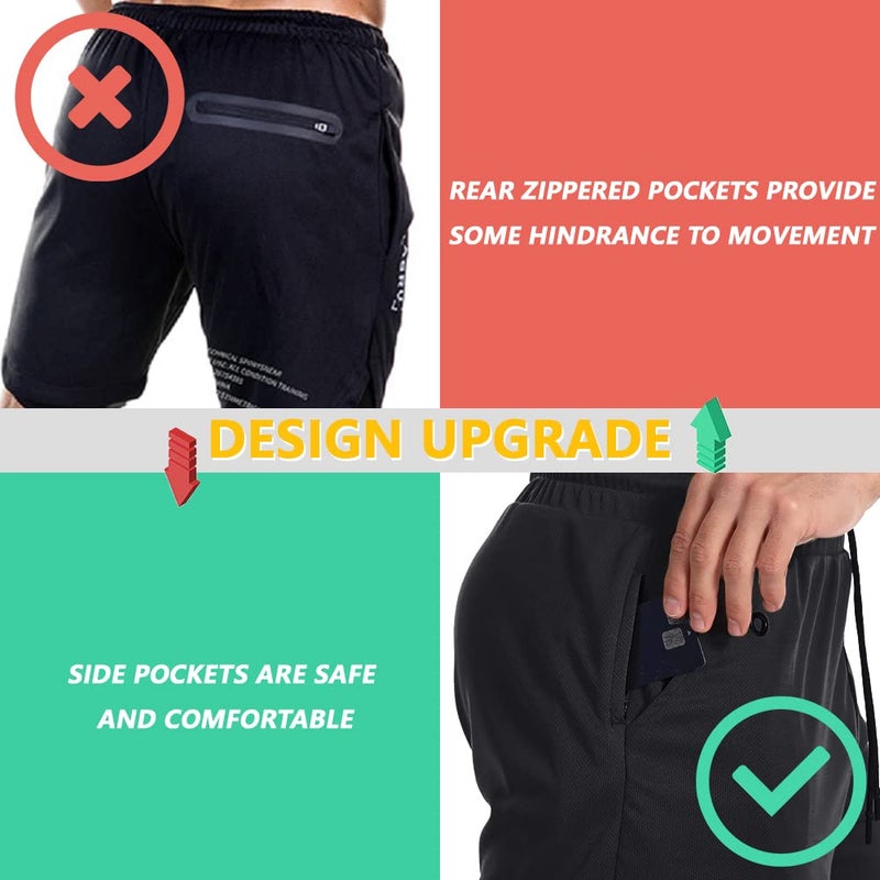 JWJ 3 Pack Mens 2 in 1 Running Shorts Quick Dry Gym Athletic Workout Shorts with Compression Liner,Black Light Navy XL - Image 5