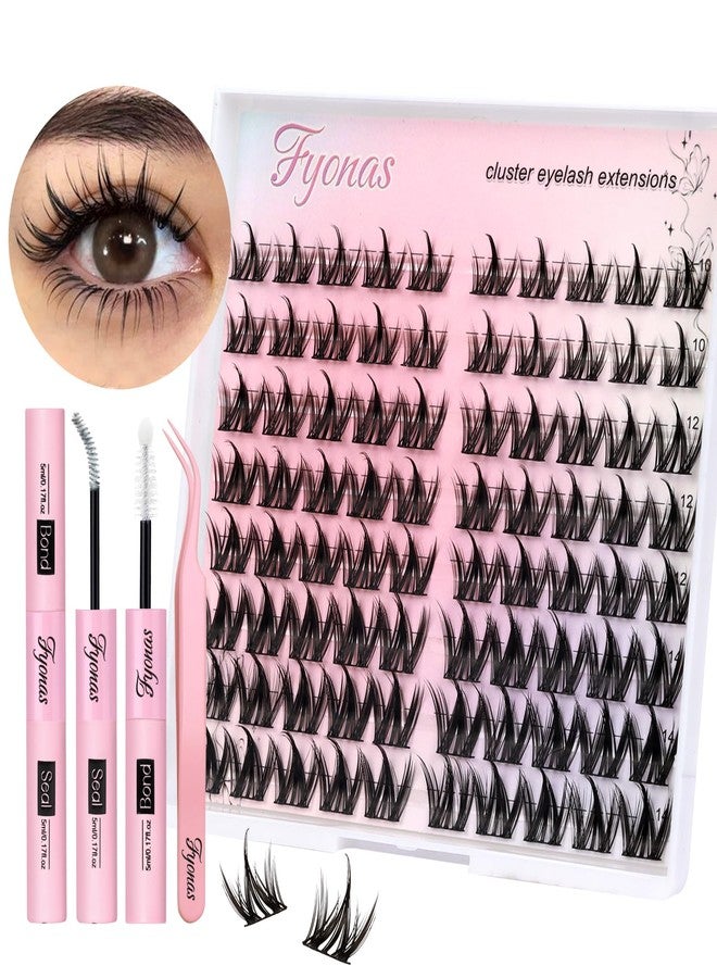 Fyonas Manga Lash Clusters Kit Natural Eyelash Clusters Spiky Lash Extension Kit 80Pcs Anime Cluster Eyelash Extensions with Waterproof White Lash Glue and Tweezers DIY at Home (Cutey Kit-B) - Image 1