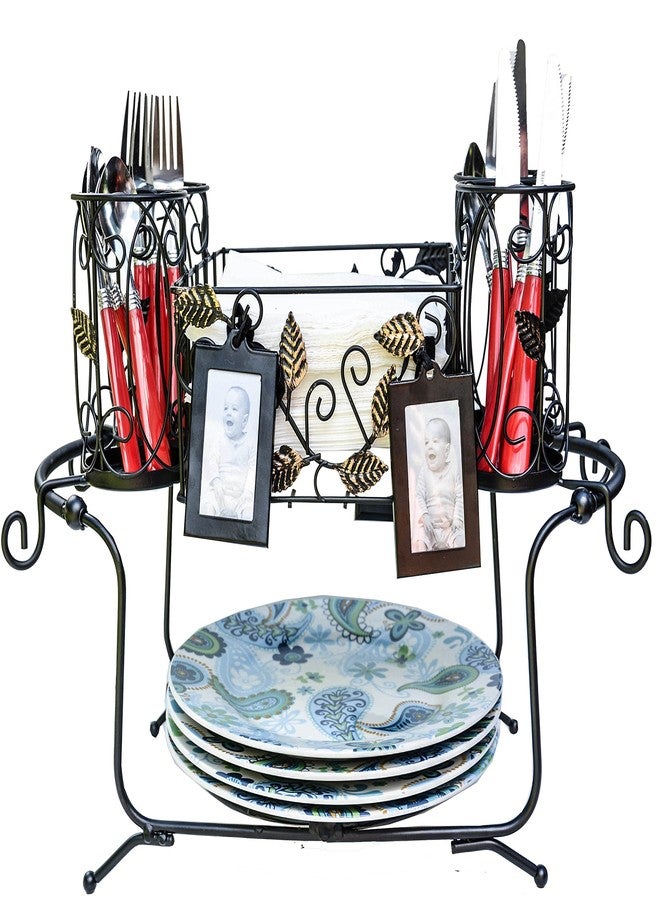 Maypes Utensil Caddy - Silverware Caddy or Napkin, Cutlery and Plate Holder - The Ideal 2-Piece Portable Outdoor Kitchen Accessories Buffet Organizer for Picnics, Camping, Barbecue, Parties and Events - Image 3