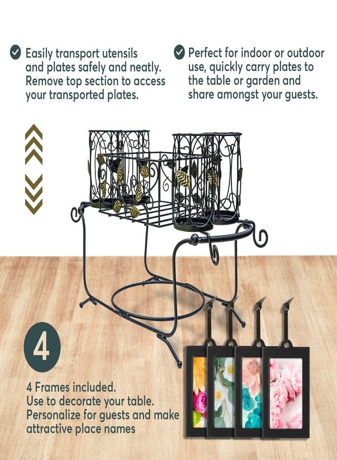 Maypes Utensil Caddy - Silverware Caddy or Napkin, Cutlery and Plate Holder - The Ideal 2-Piece Portable Outdoor Kitchen Accessories Buffet Organizer for Picnics, Camping, Barbecue, Parties and Events - Image 2