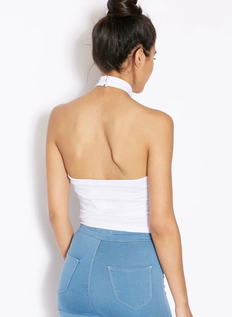 Miss Selfridge Halter Neck Keyhole Crop Top