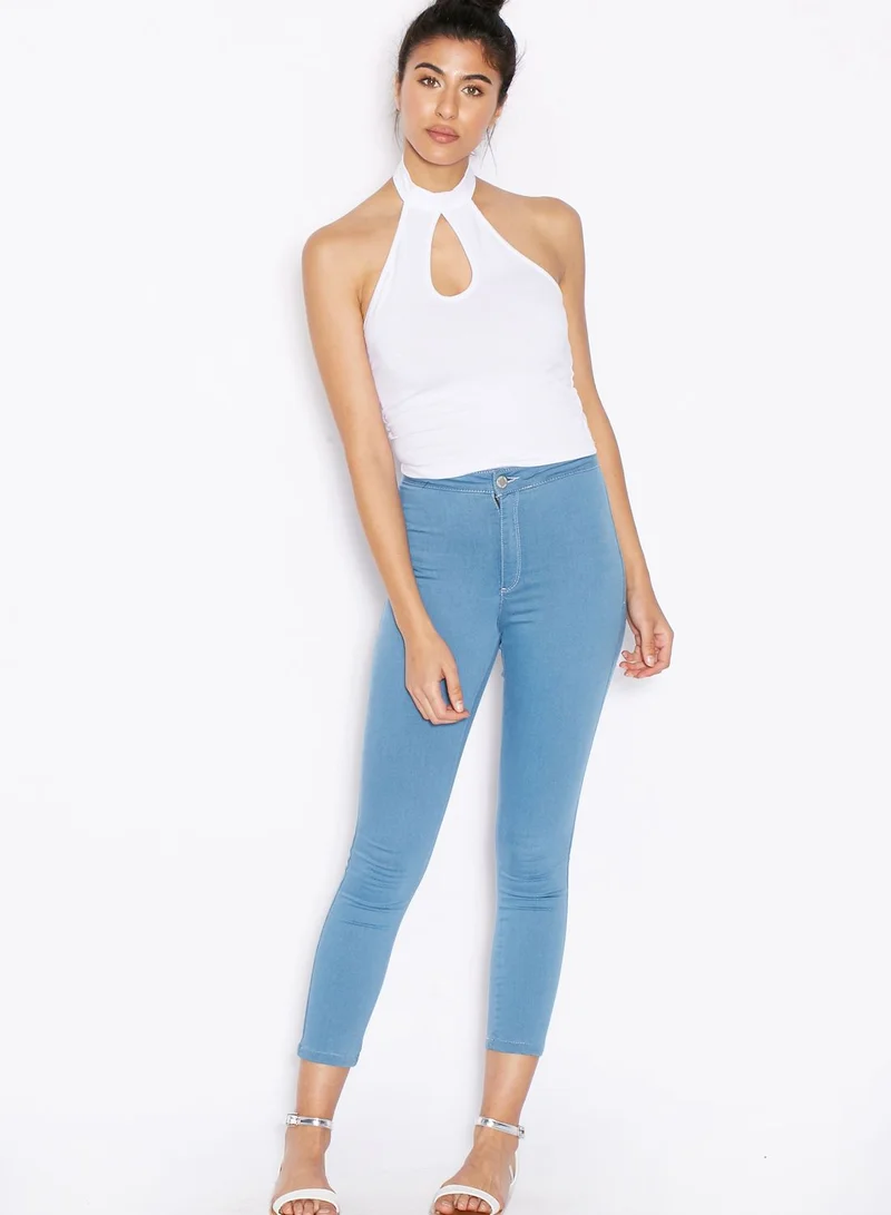 Miss Selfridge Halter Neck Keyhole Crop Top