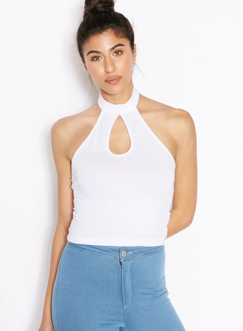 Miss Selfridge Halter Neck Keyhole Crop Top