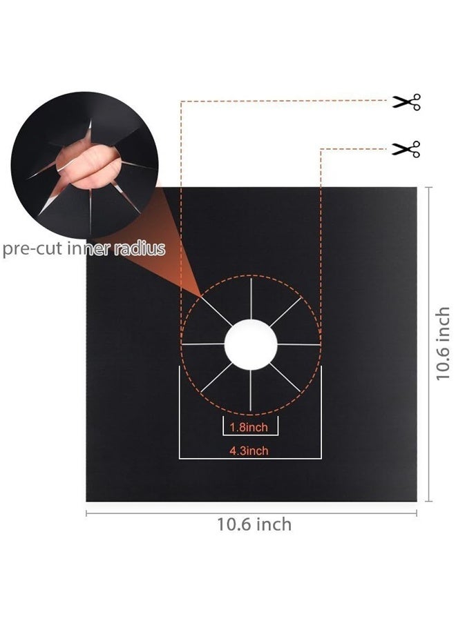 Generic Stove Burner Covers - Gas Stove Protectors Black 0.2mm Double Thickness, Reusable, Non-Stick, Fast Clean Liners for Kitchen/Cooking.Stove top Covers Gas Burners Size 10.6" x 10.6" BPA Free(8 Packs) - Image 2